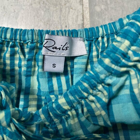 Rails Brenda Dress Augusta Mini Check Teal Yellow Size Small - Picture 3 of 12